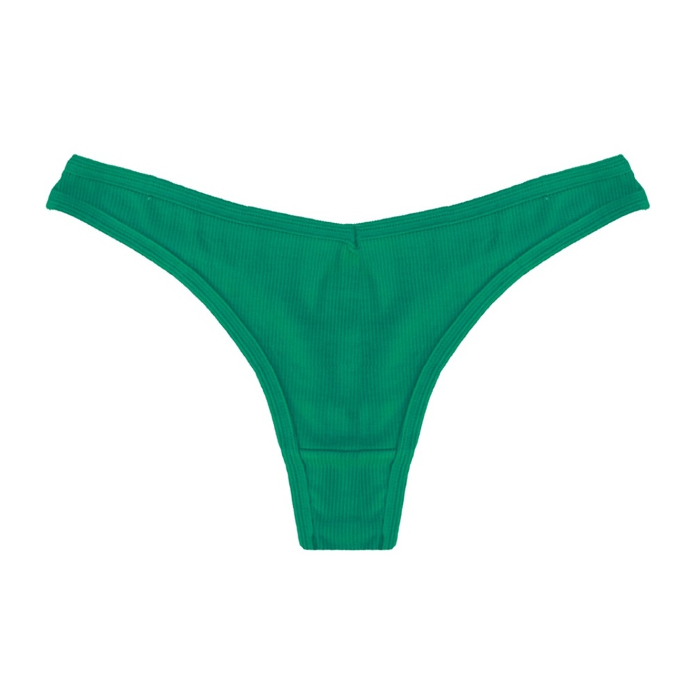 Green Ribbed Bikini Bottom